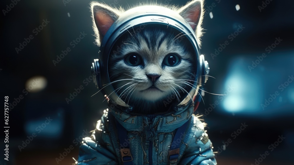 cat in space suit. Created with generative AI.
