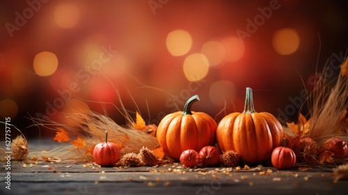 Cozy Autumn background wiyj pumpkins