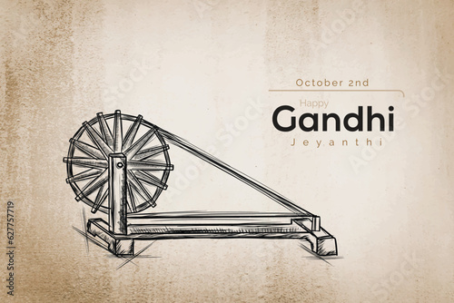 Obraz na plátne Gandhi Jayanti is a national holiday in India celebrated on 2nd October vector h