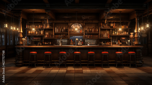 design of an indoor bar into a design house, ultra realistic, beautiful led light, generative ai