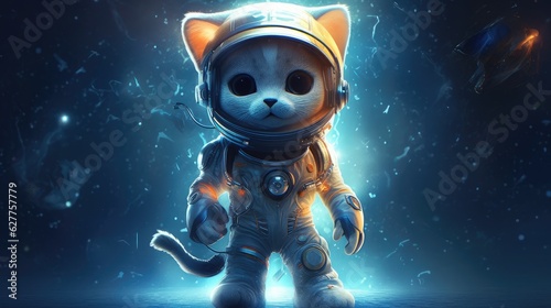 cat in space suit. Created with generative AI. © lchumpitaz