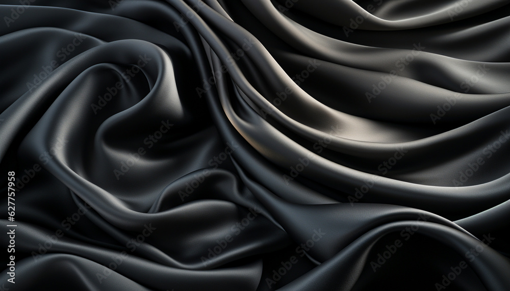 Fototapeta premium Black gray satin dark fabric texture luxurious ,Ai generated art illustration.