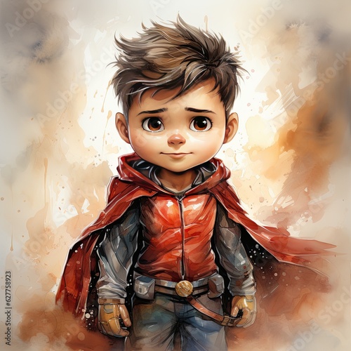 Watercolor Clipart Superhero with Mind Reading Power photo