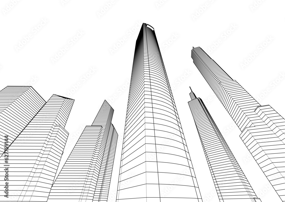 Skyscrapers in the city 3d illustration