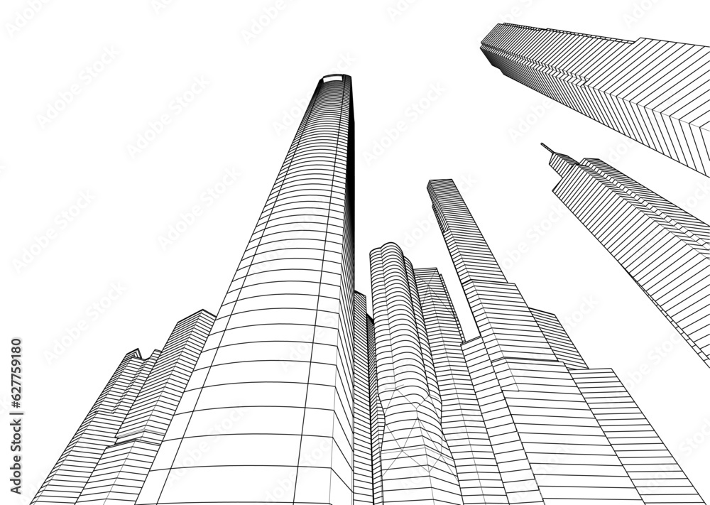 Skyscrapers in the city 3d illustration Skyscrapers in the city 3d illustration