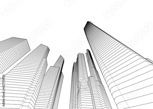 Skyscrapers in the city 3d illustration