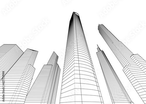 Skyscrapers in the city 3d illustration