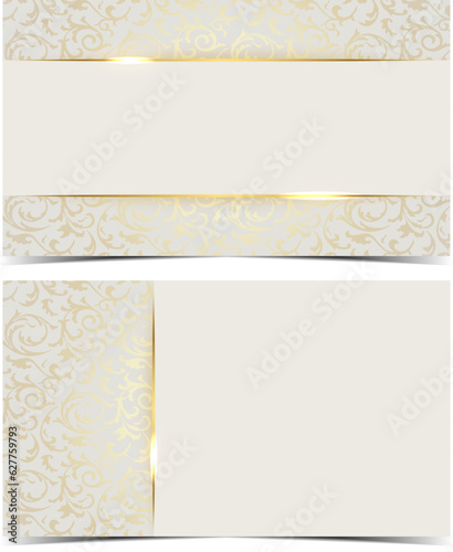 Premium VIP Card. White and gold luxury business card.