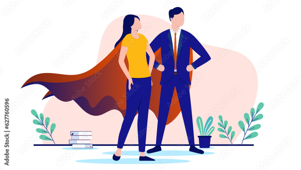 Business superheroes - Vector illustration of two businesspeople ...
