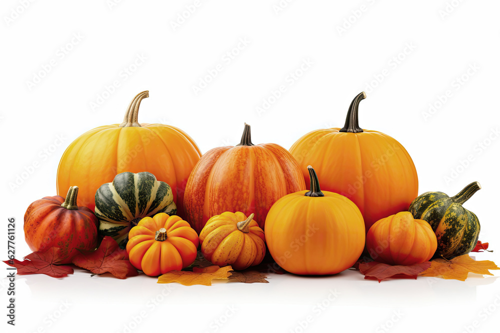 Obraz premium Assortment of pumpkins isolated on white background