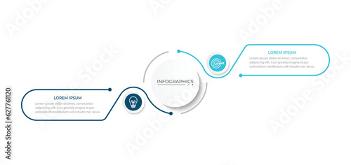 Vector infographic thin line design with marketing icons. Business concept with 2 options, steps or processes.