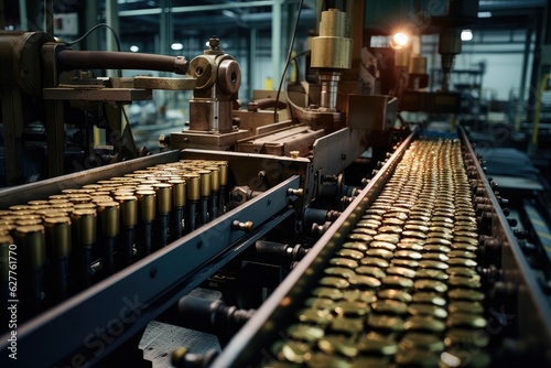 Manufacture of shells and cartridges on the assembly line of a military plant