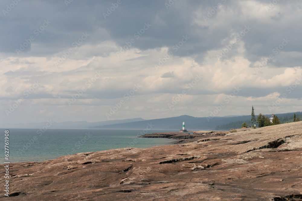 Lake Shore Rocks, Beach, Lighthouse, Shipping, Minnesota 