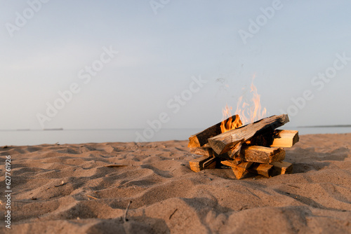 Fire by Lake Superior - Burning Wood