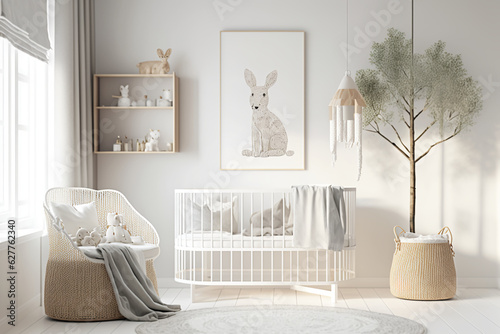 Modern minimalist nursery room in scandinavian style