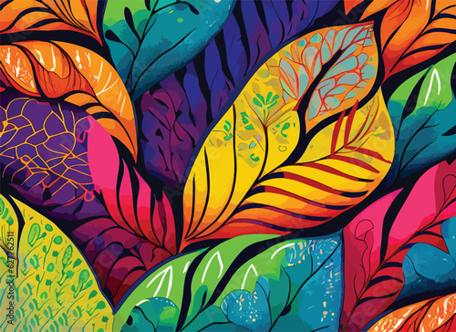  A colorful, hand-drawn leaf design that embodies love and extraordinary artistry
