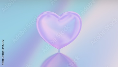Pretty Pink Reflective Love Heart Rotating Above Shiny Mirror Surface - Abstract Background Texture