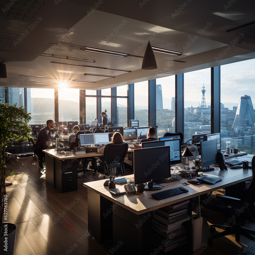 Financial traders working in a high tech stock market fintech environment Financial traders working in a high tech stock market fintech environment