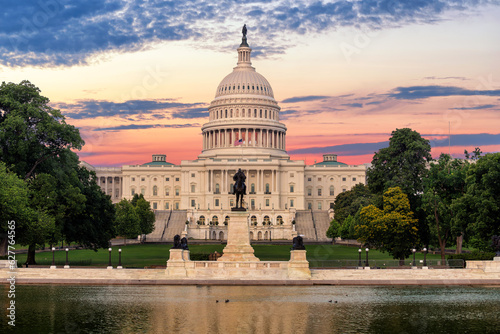 The United States Capitol building at sunrise, Washington DC, USA.