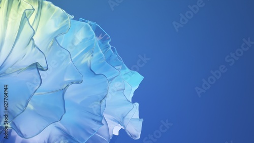 Photos 3d render abstract light blue coral flower emitter transparent glass with gradie