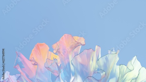 Bild auf Leinwand 3d render abstract blue coral pattern emitter transparent glass with colorful gr