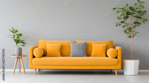 Orange sofa. Generative AI