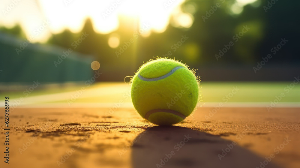 Tennis ball on tennis court. the concept of a sporty lifestyle.