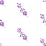 purple flower abstract seamless pattern isolated on white 