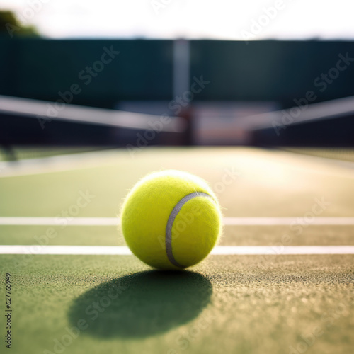 Tennis ball on tennis court. the concept of a sporty lifestyle.