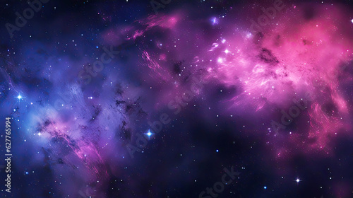 Abstract bright space astronomy background, bright nebula and a cluster of stars, Generative AI © Viktoriia Protsak
