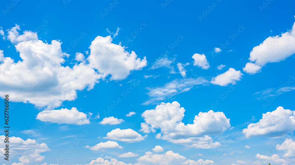 Blue sky background with clouds at sunlight ,Ai generated art illustration. Blue sky background with clouds at sunlight ,Ai generated art illustration.