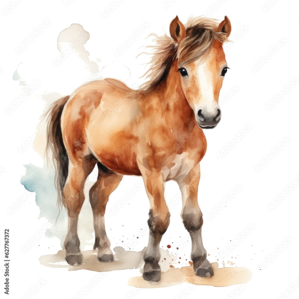 Obraz premium Cute watercolor pony isolated