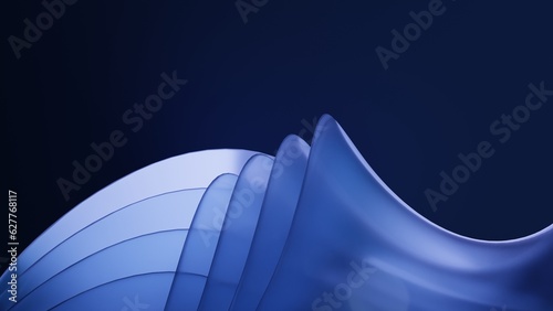 Fotografie Abstract 3d rendering of dark blue wave frosted glass