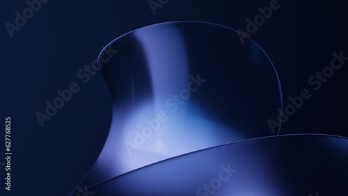 Foto 3d rendering of abstract curve blue wave emitter glass