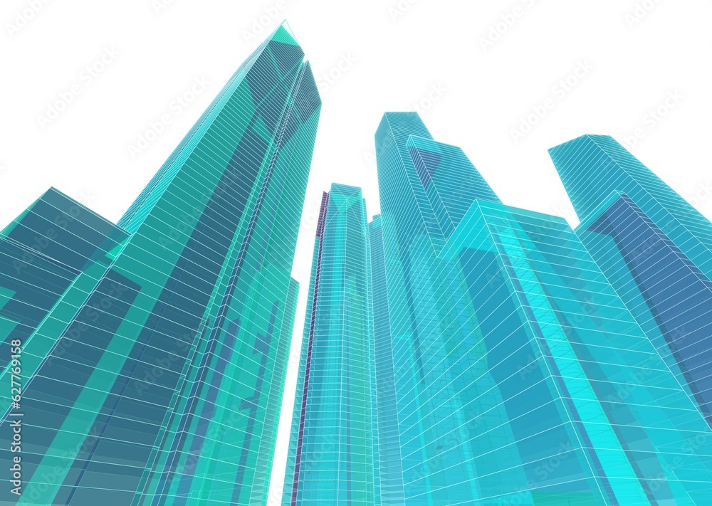 Skyscrapers in the city 3d illustration