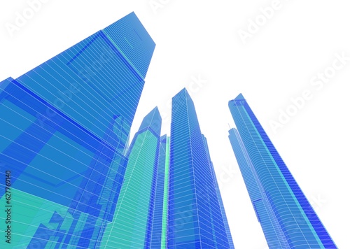 Skyscrapers in the city 3d illustration