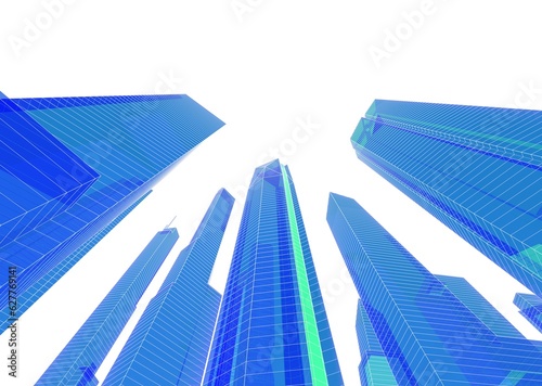 Skyscrapers in the city 3d illustration © Yurii Andreichyn