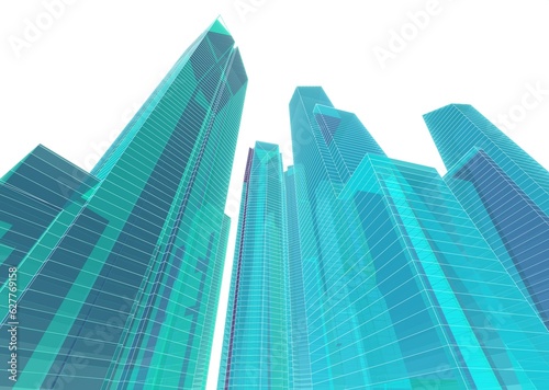 Skyscrapers in the city 3d illustration