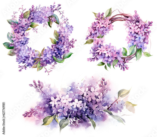watercolor lilac wreath