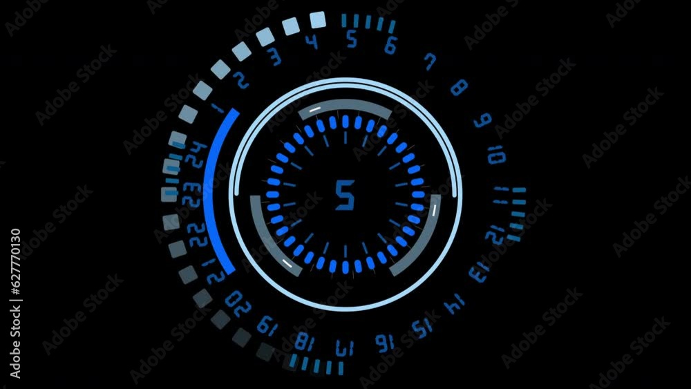 Hud animation. Loading circle bar on black screen. Dowloading - from 10 to 0. Countdown clock. 4K Video. Hud animation. Loading circle bar on black screen. Dowloading - from 10 to 0. Countdown clock. 4K Video.