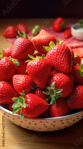 fresh red strawberries wallpaper photo. generative ai photo