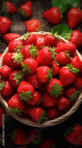 fresh red strawberries wallpaper photo. generative ai photo