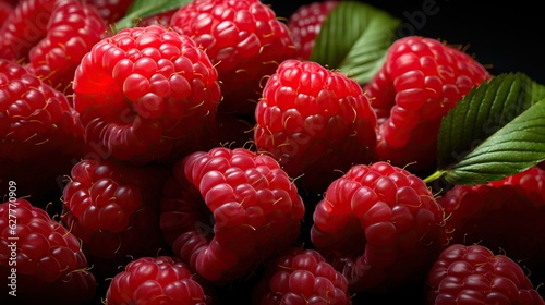 fresh raspberries wallpaper photo. generative ai photo