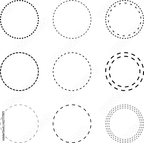 Dotted line Dashed circle frame vector