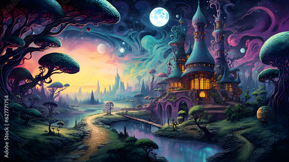Surreal 3d mystery and dreamy fantasy land, blue, purple, imagination, wonderland, space Surreal 3d mystery and dreamy fantasy land, blue, purple, imagination, wonderland, space