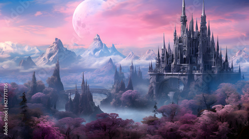 Illuminated 3d fantasy fairytale dreamland, future, science, surreal, moon, city, ghost, dark 