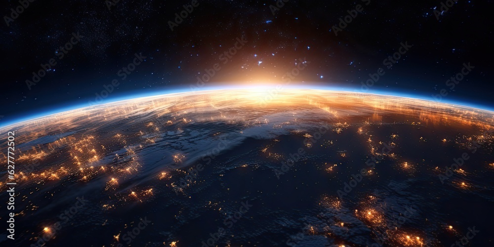 Galaxy, stars and mystery of space. Earth, sun and vast universe