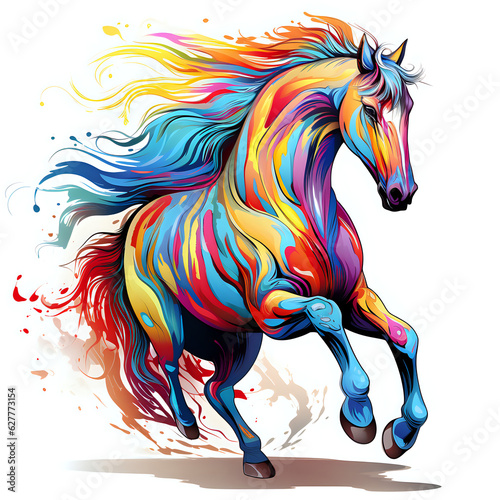 Horse colorful Comic style  White Background  highly detailed  for tshirt