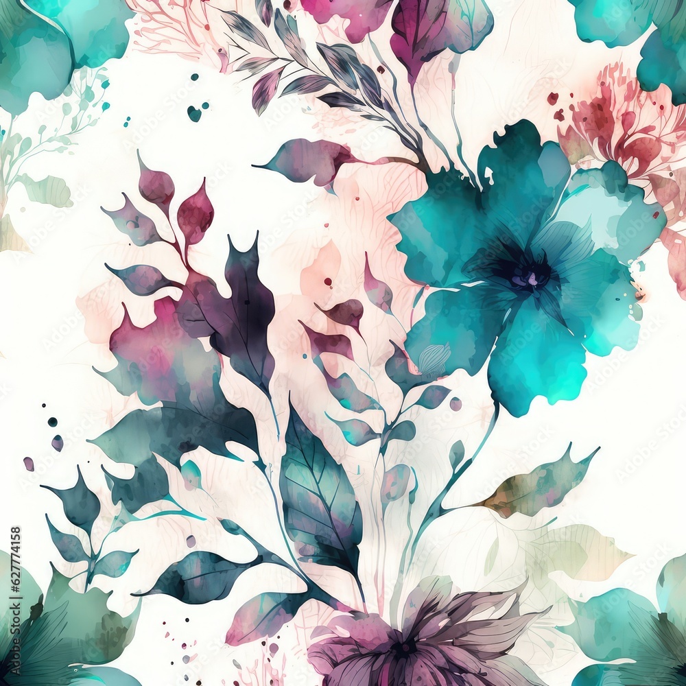 eye catching colorful floral bloom background in watercolor style generative ai