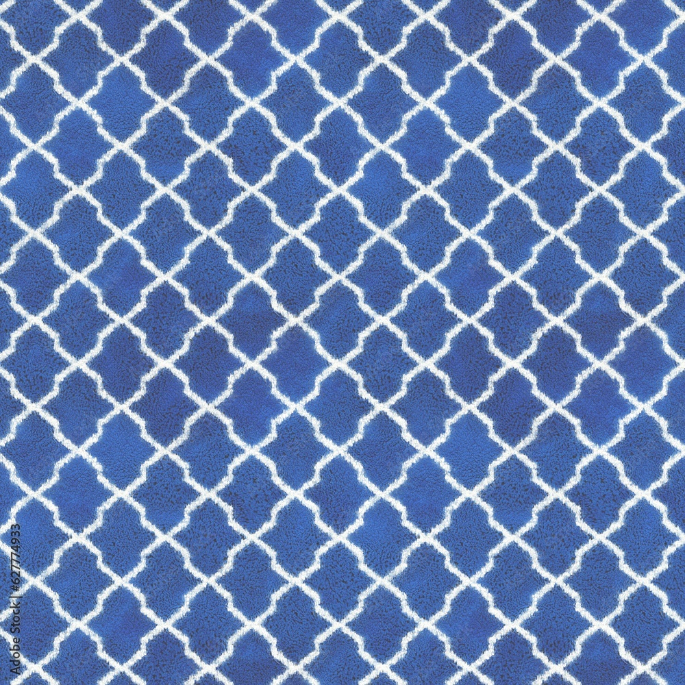 A blue fabric with white and blue patterns A blue fabric with white and blue patterns
